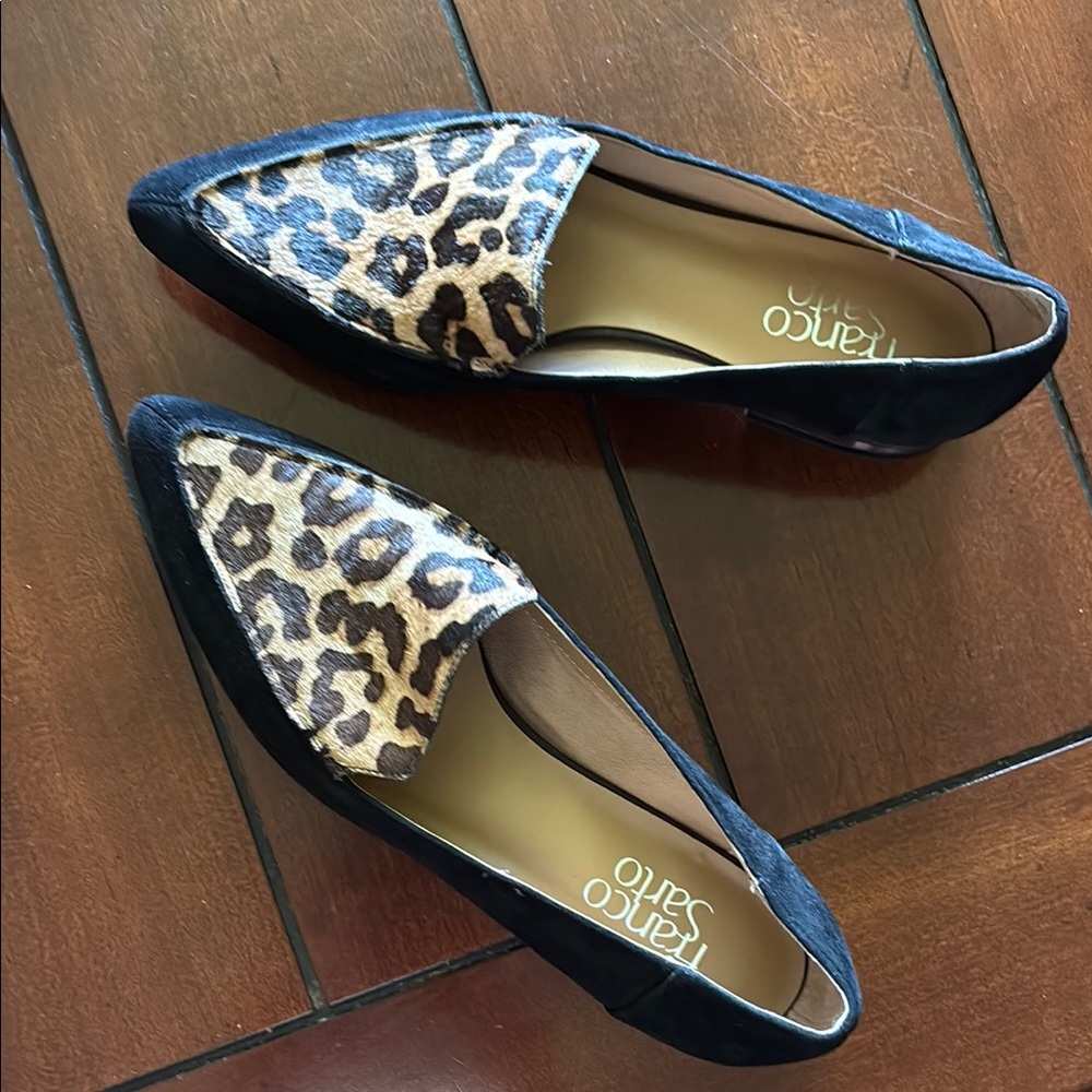 Franco Sarto Black and Leopard Women's Flats